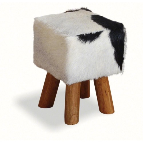 Small Square Goatskin Stool 