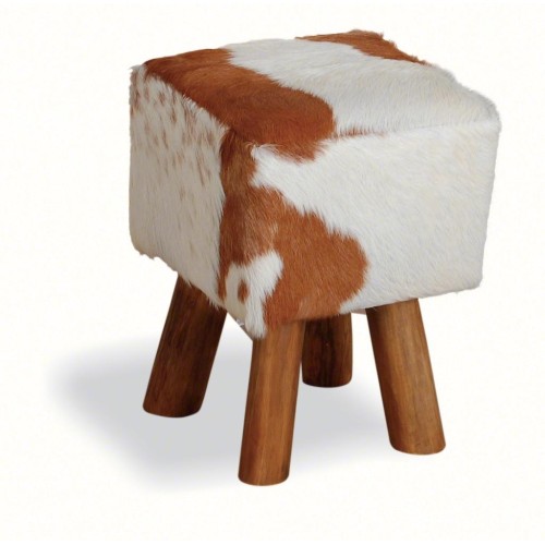Small Square Goatskin Stool 