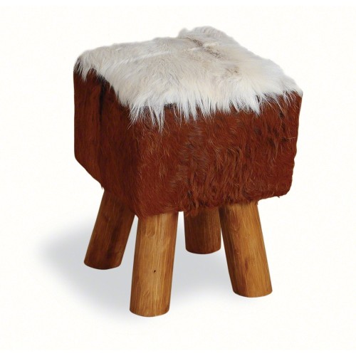 Small Square Goatskin Stool 